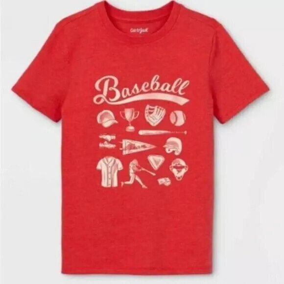 Cat & Jack Red Baseball T-Shirt-Size M(8/10) NWT - Picture 1 of 5